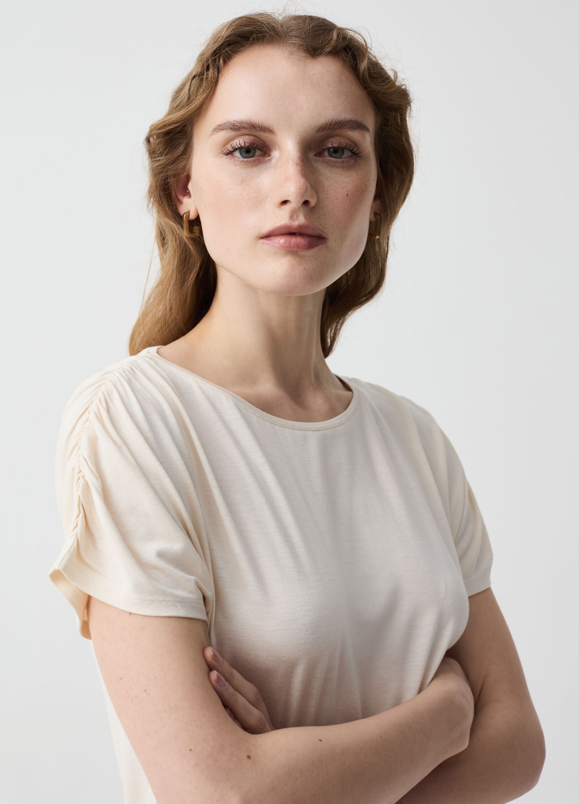 Ovs T-shirt in viscosa stretch con arricciatura