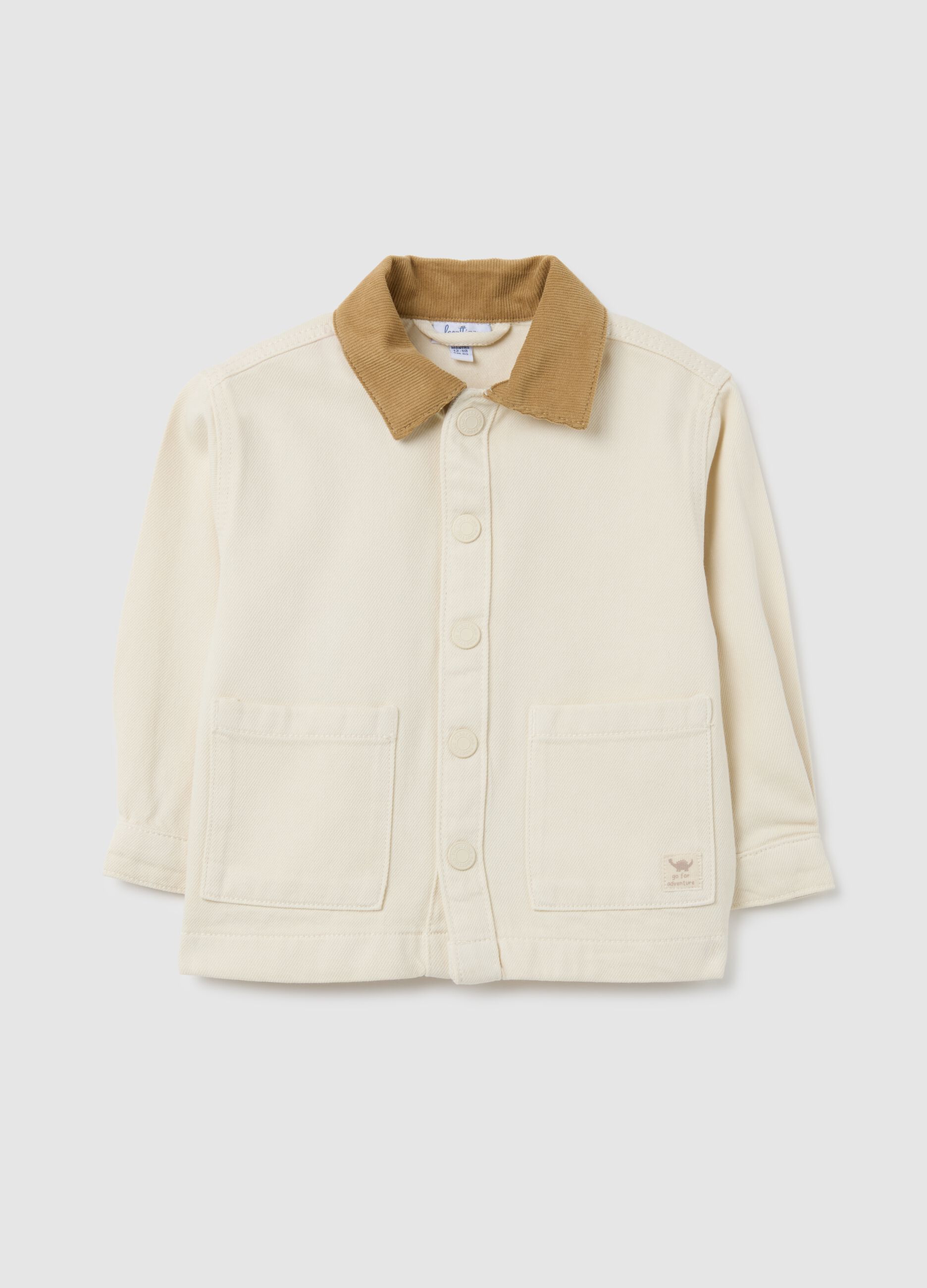 Beige Jacket with Brown Collar for Boys