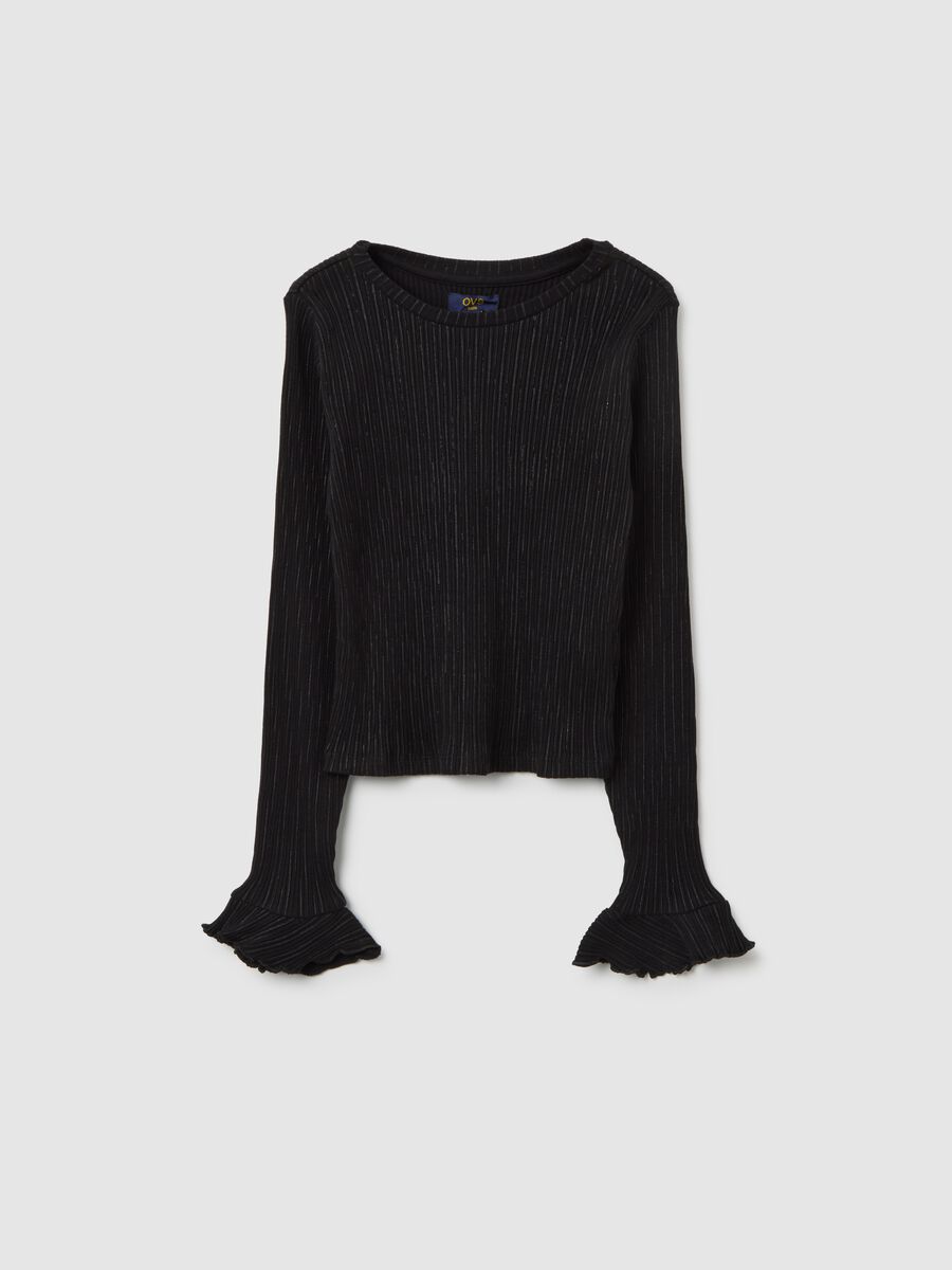 Girl's Black Stretch Cotton Regular Fit Top_0