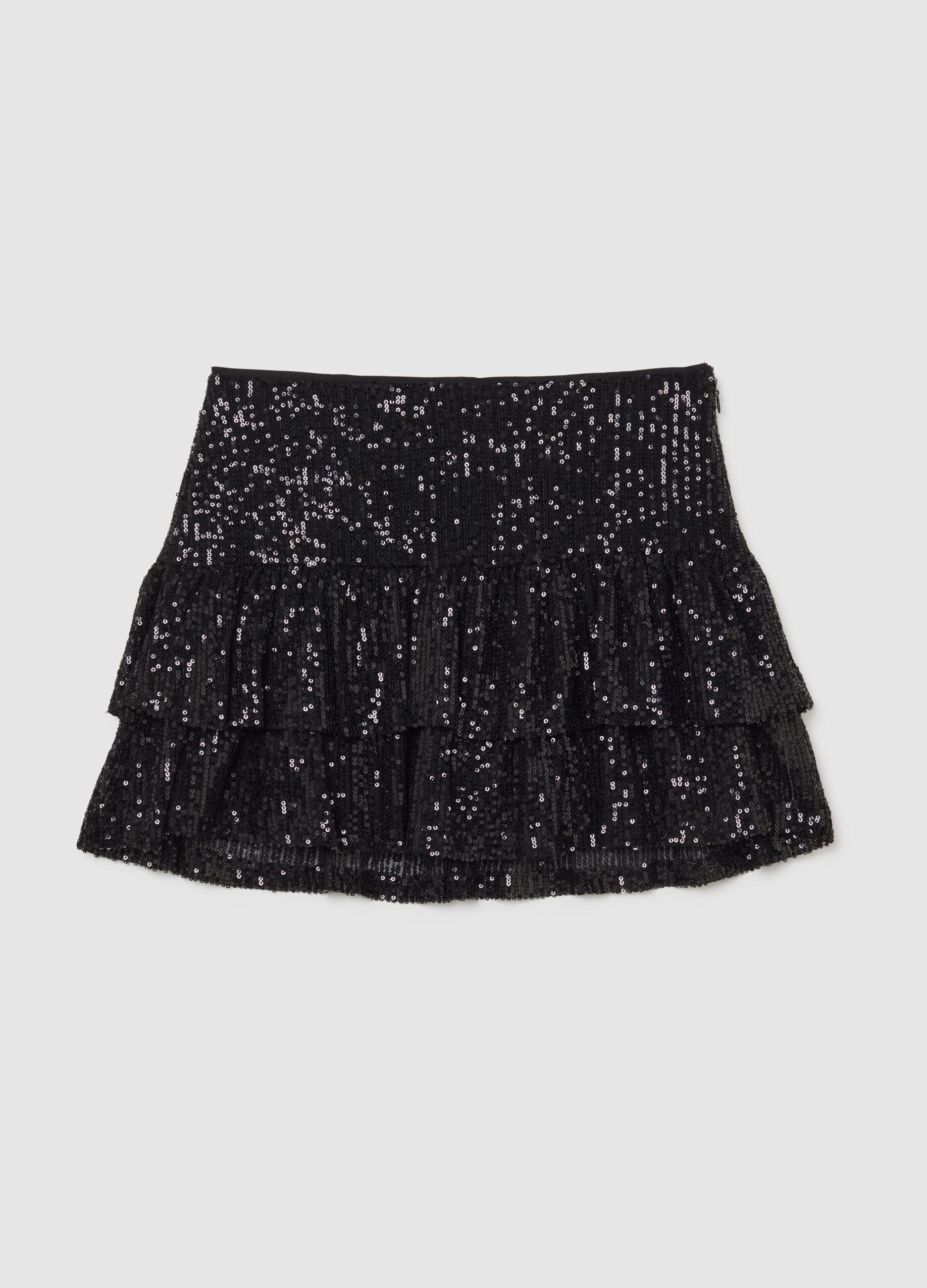 Black Sequin Mini Skirt