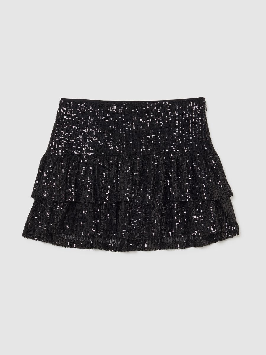 Black Sequin Mini Skirt_0