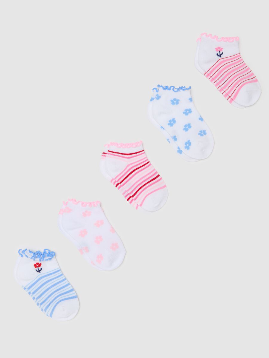 5-pack stretch shoe liners with stripes and flowers_0
