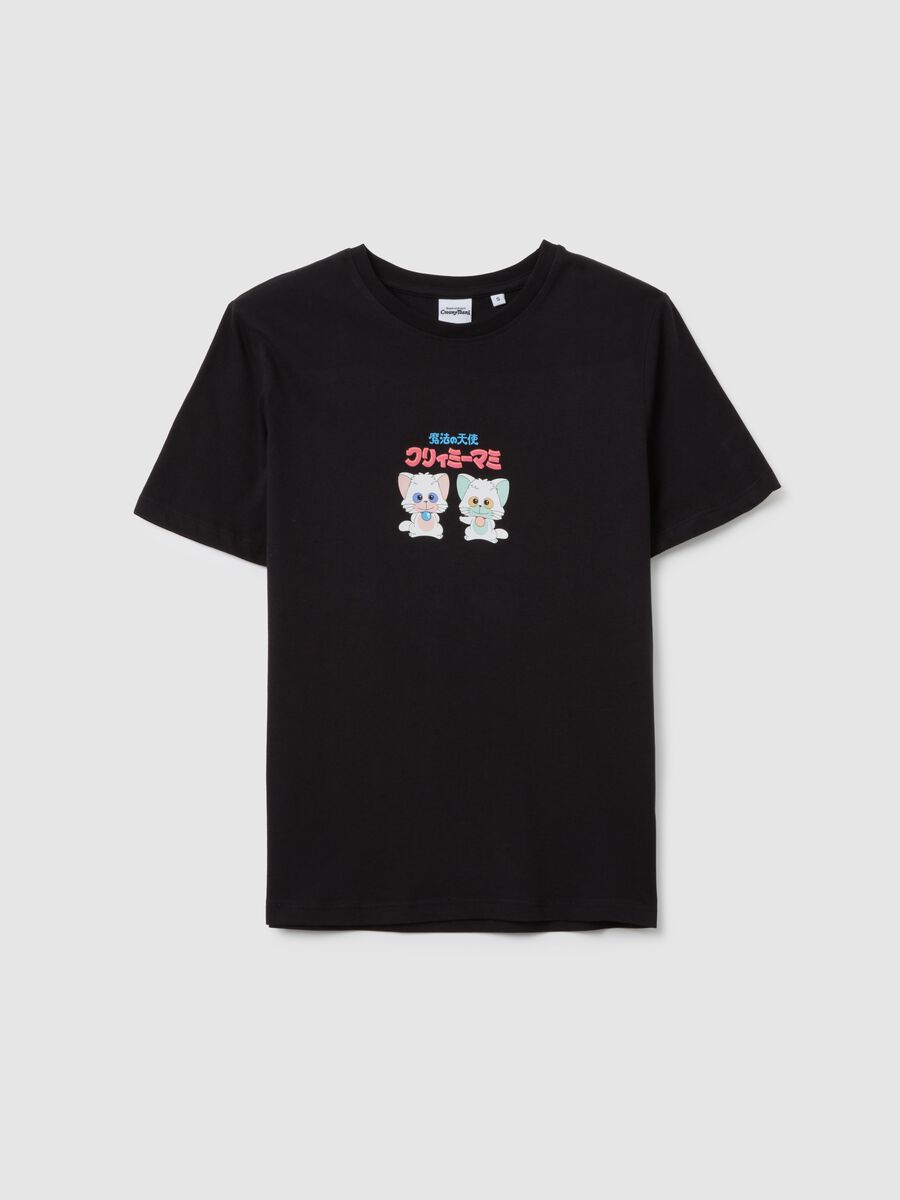 Women's black pure cotton regular fit T-shirt with print_4