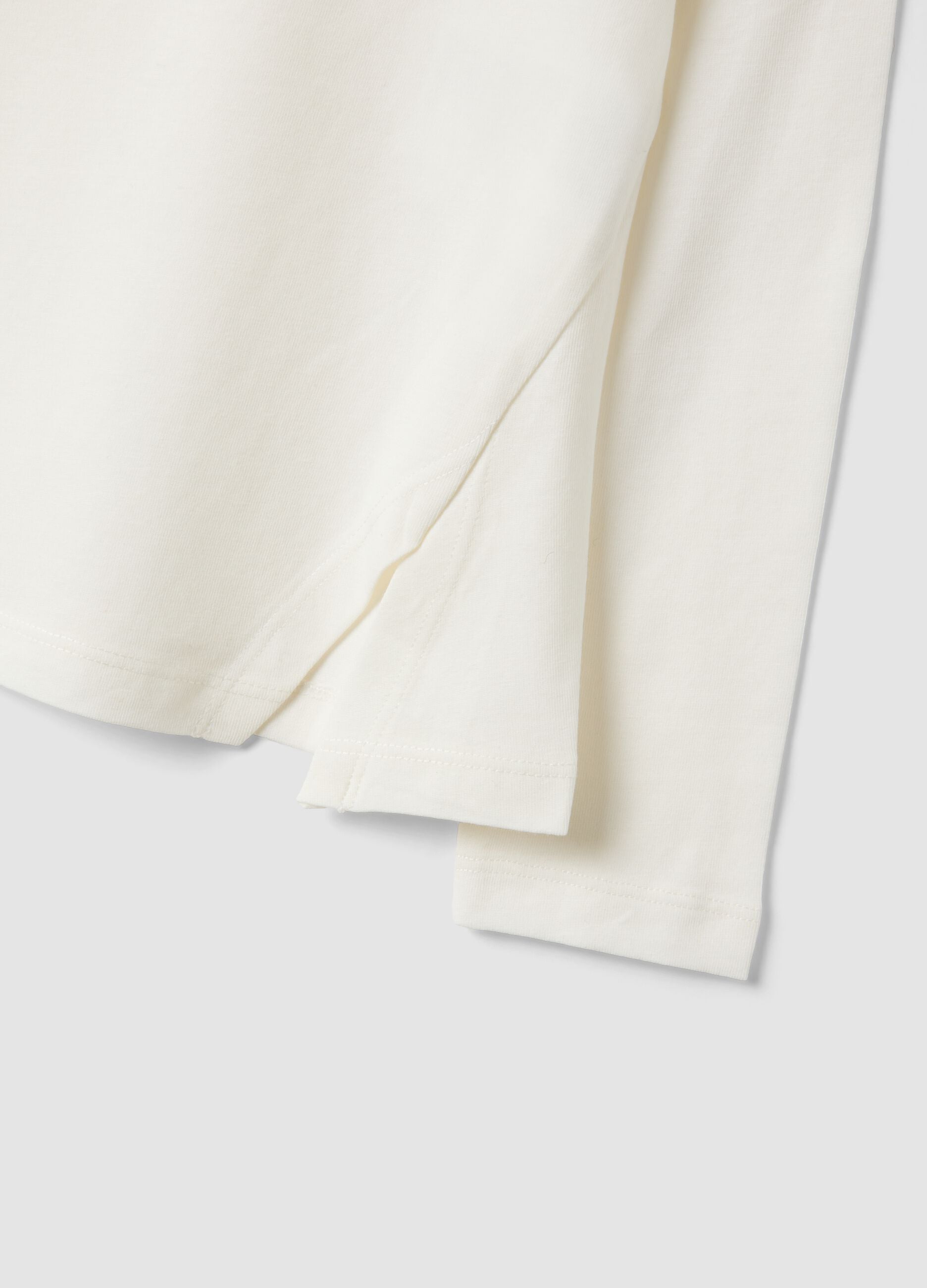 White stretch cotton T-shirt with stud print for girls