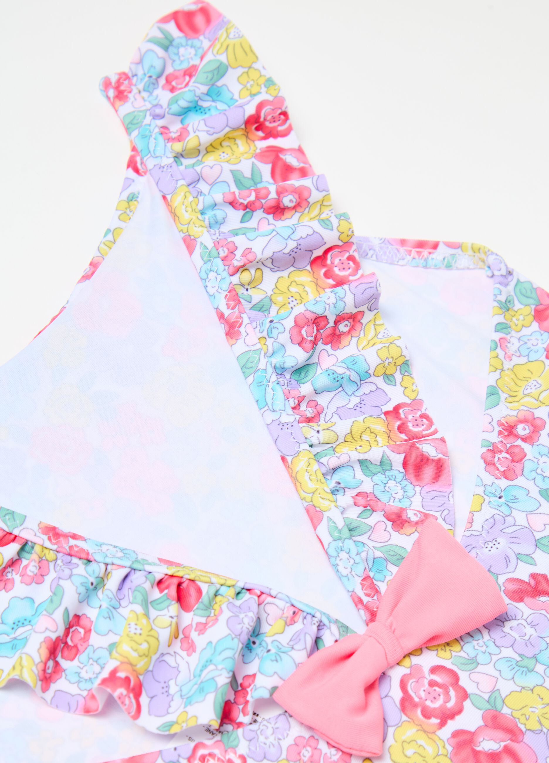 One-piece swimsuit with floral pattern