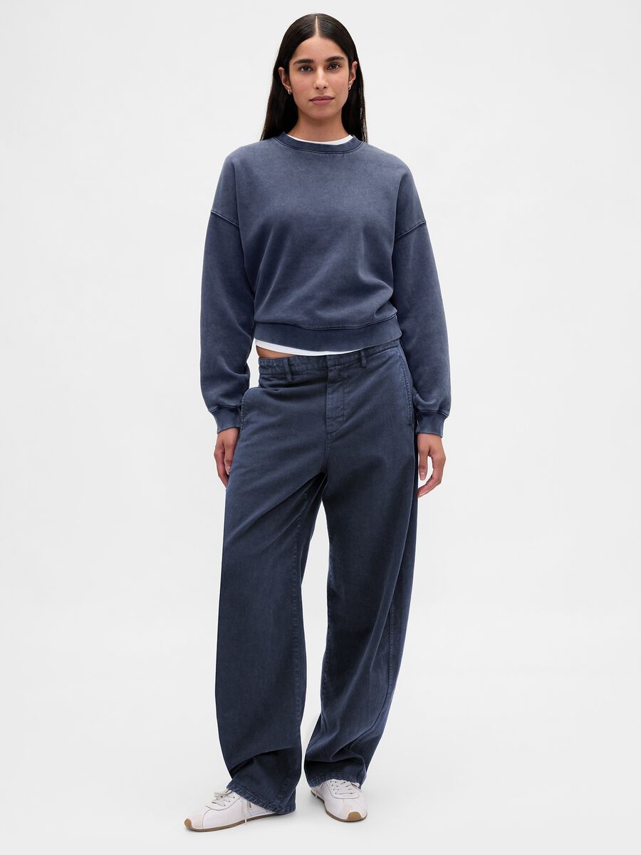 Blue Crew Neck Cotton Blend Sweatshirt_2