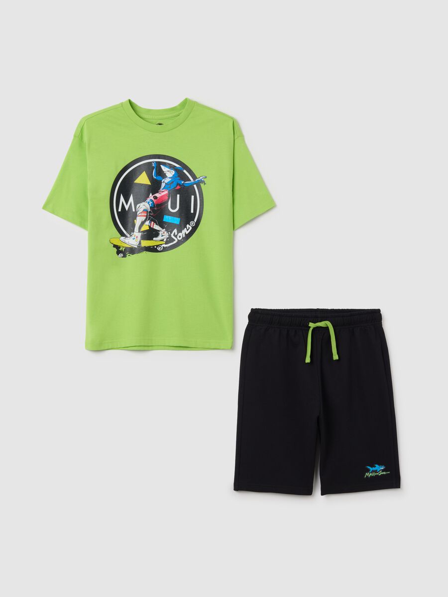 Completo da ragazzo in puro cotone verde regular fit_0
