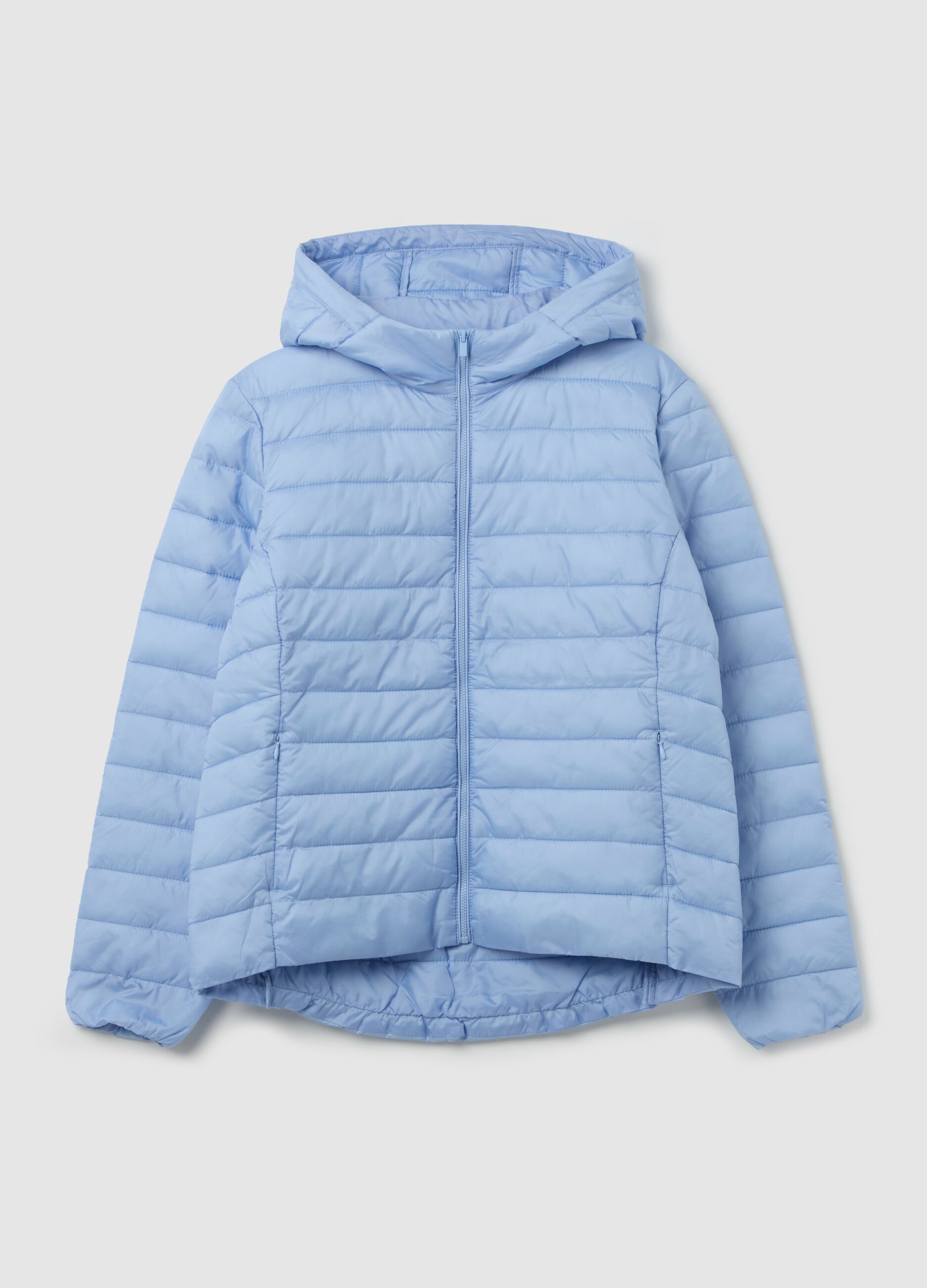 Piumino corto ultralight con cappuccio e zip