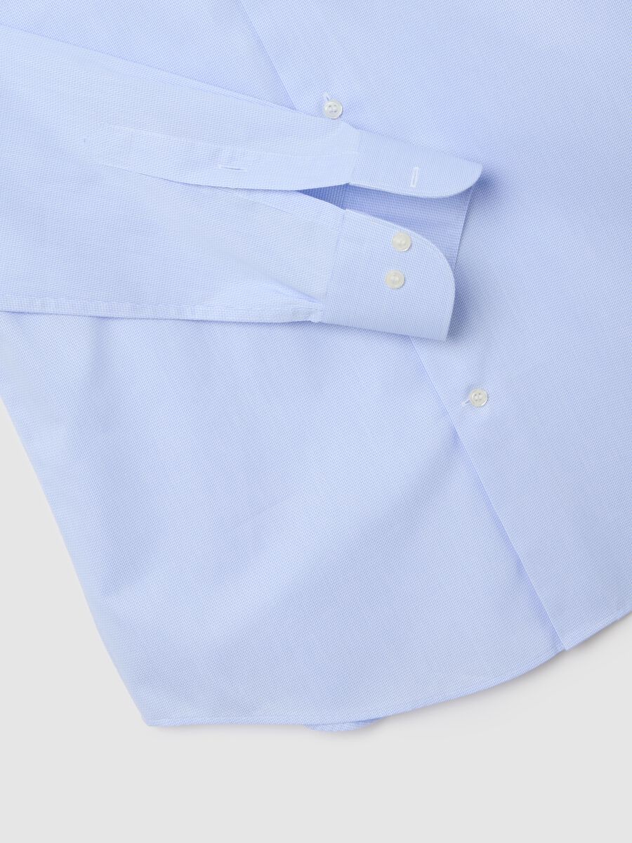Camicia azzurra in puro cotone slim fit collo alla francese_1