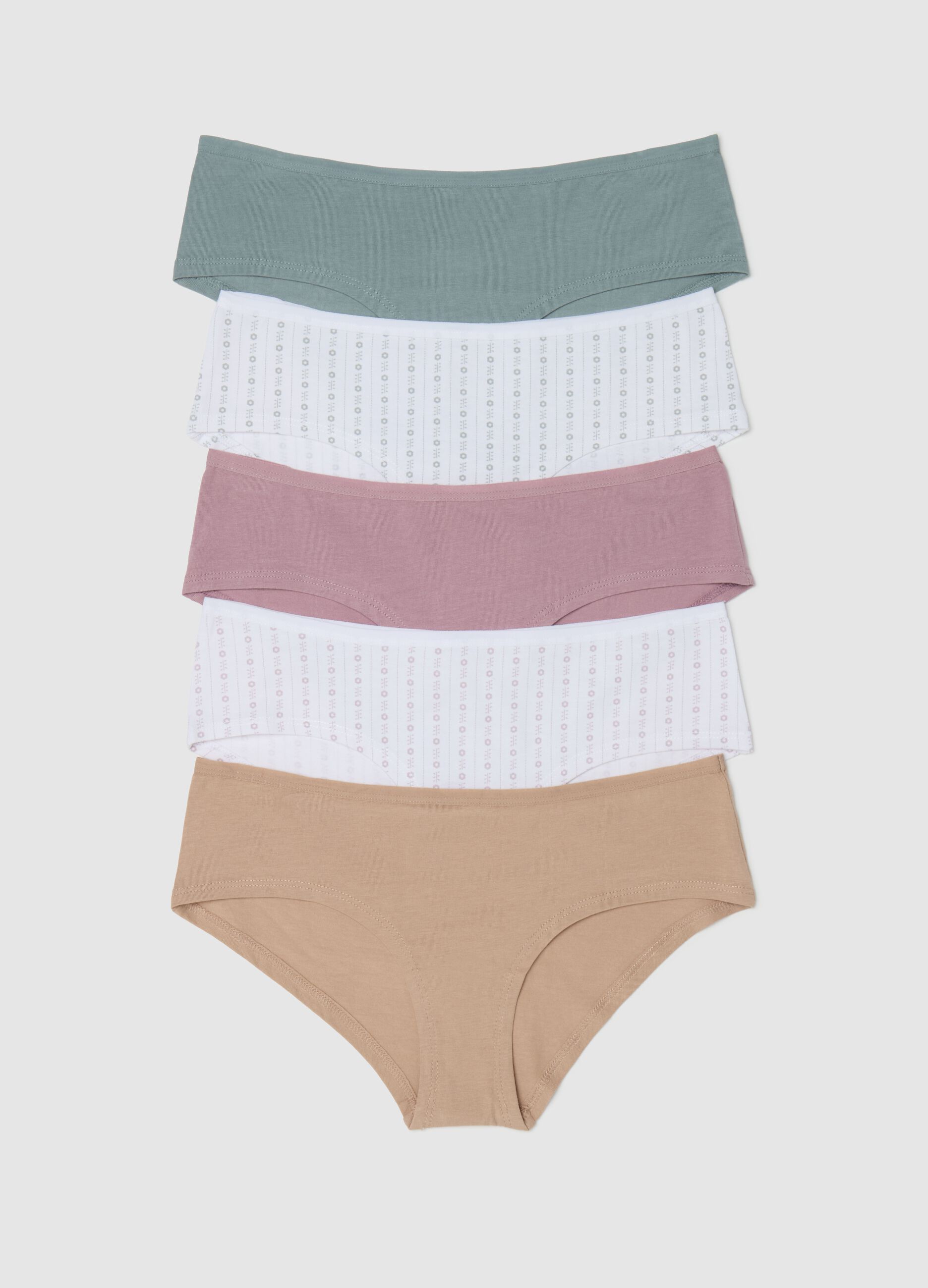 Five-pack French knickers in stretch cotton