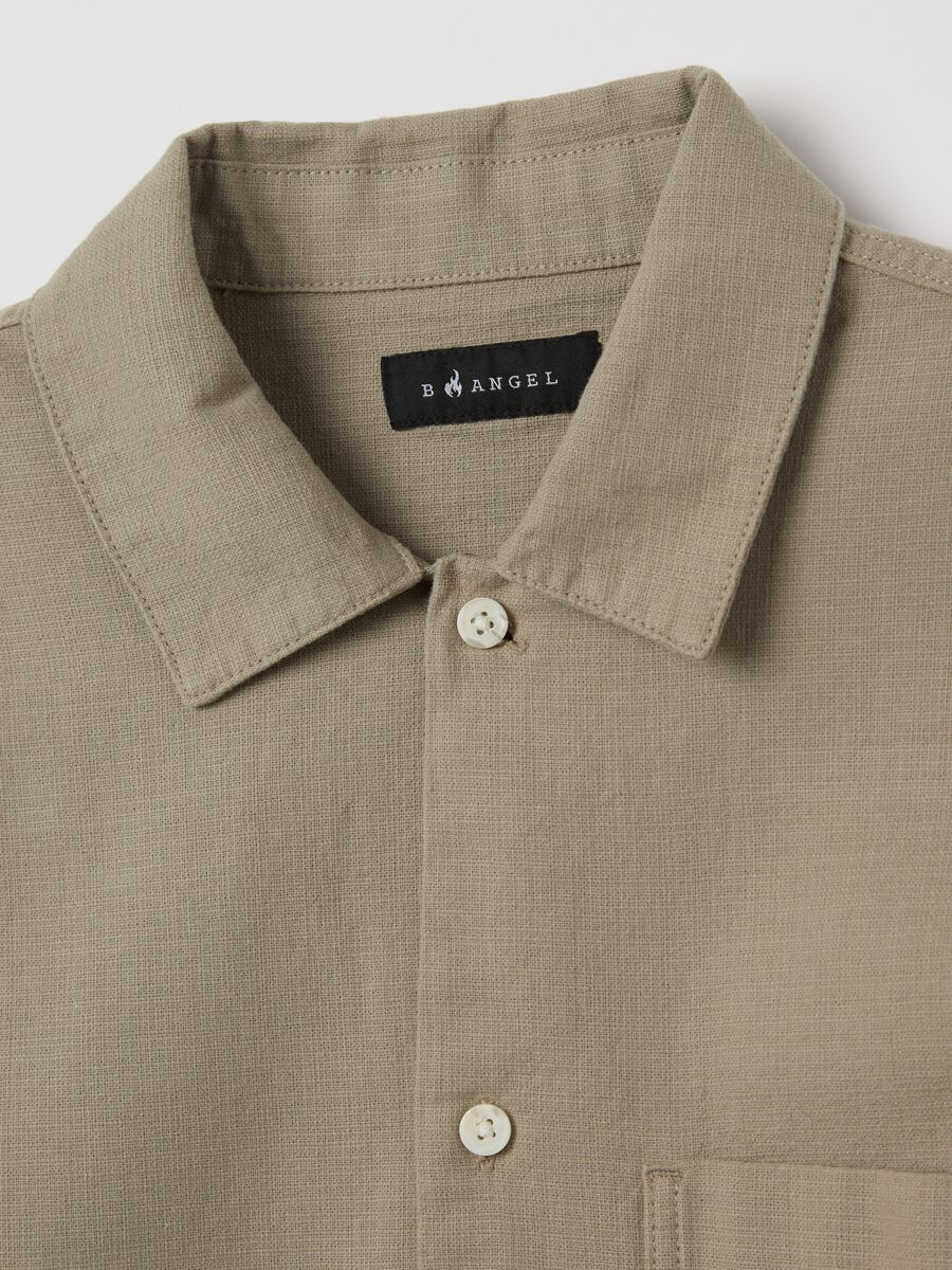 Short-sleeved green shirt in cotton_1