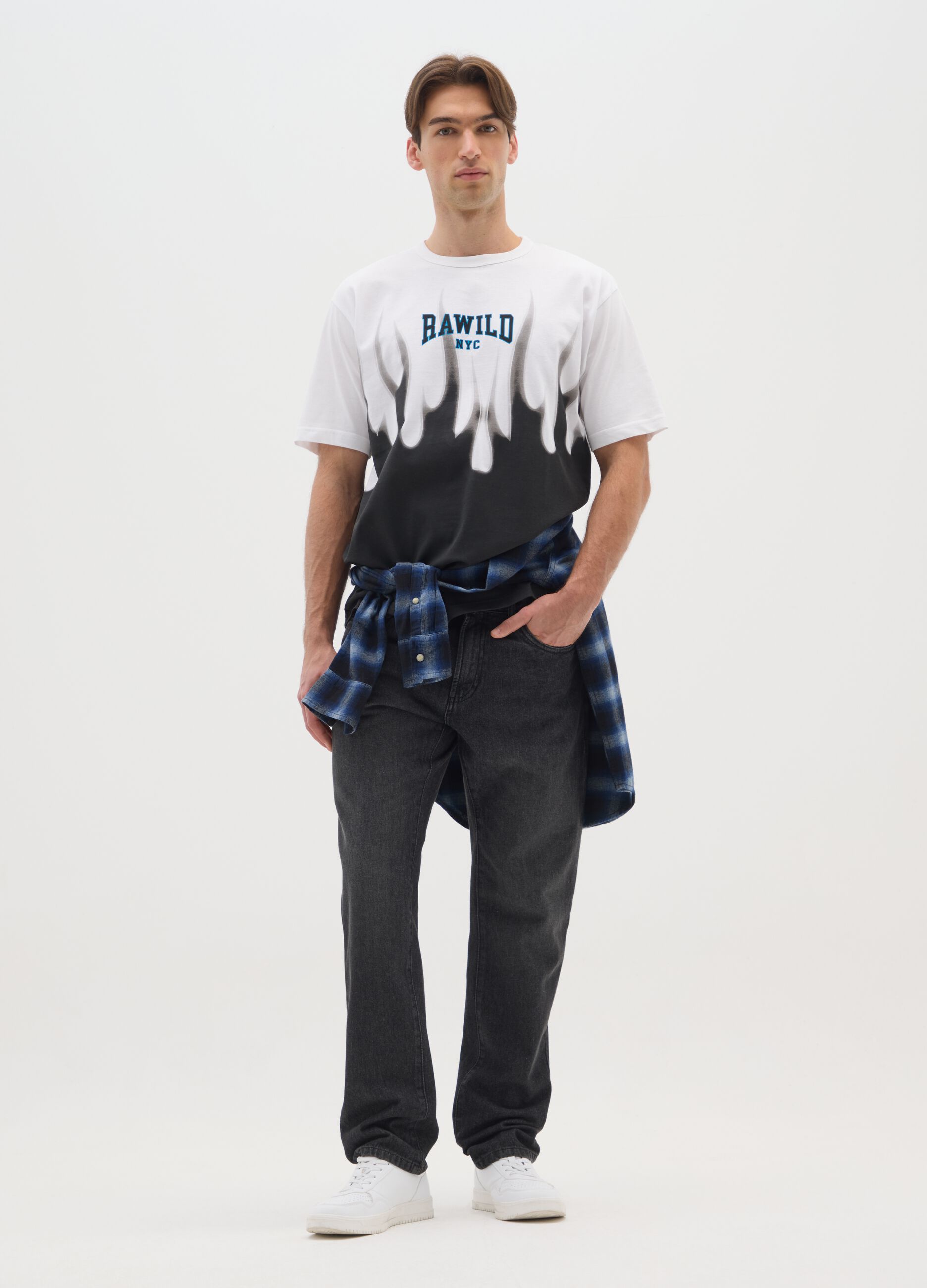 Multicolour pure cotton T-shirt with prints