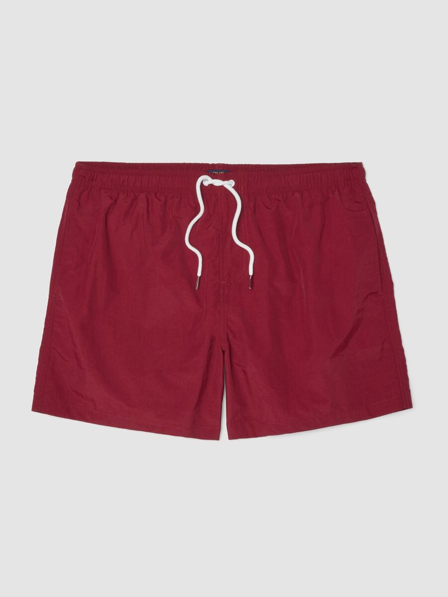 Red regular-fit swim shorts with drawstring_5