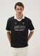 Black regular-fit T-shirt with contrast collar and Ducati lettering_0