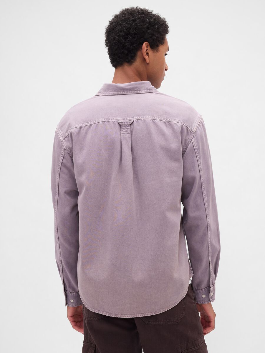 Long-sleeved purple shirt in cotton and Lyocell blend_2