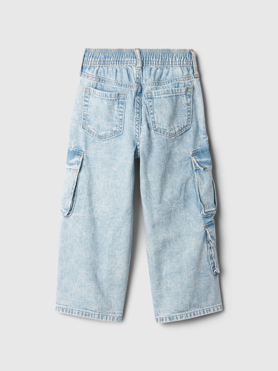 Denim cargo joggers with drawstring_1