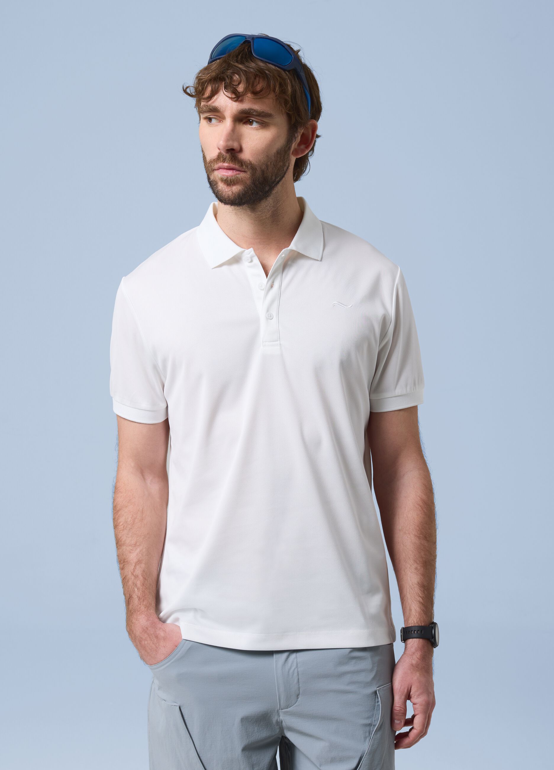 White ALTAVIA SAILING polo shirt with breathable classic collar