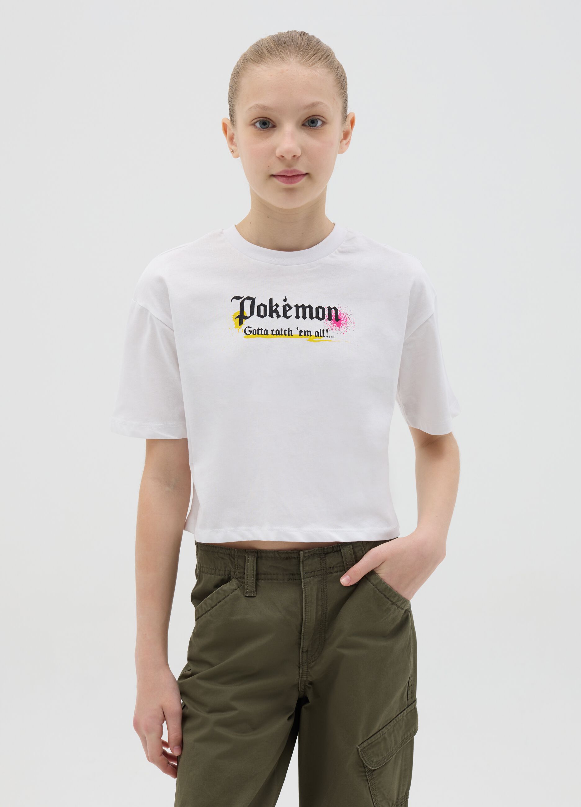 Over-fit T-shirt with Pokémon print