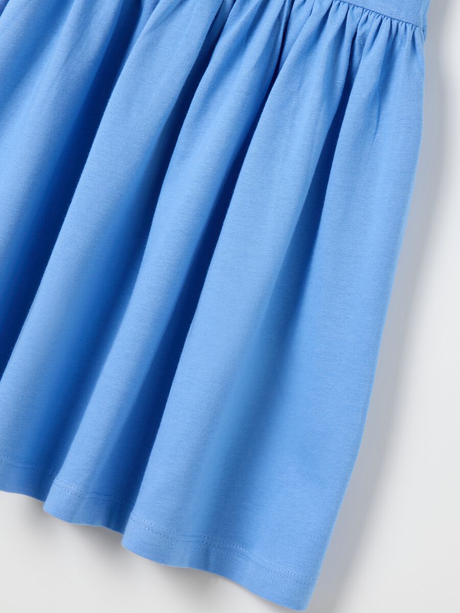 Sleeveless blue dress in pure cotton for girls_3