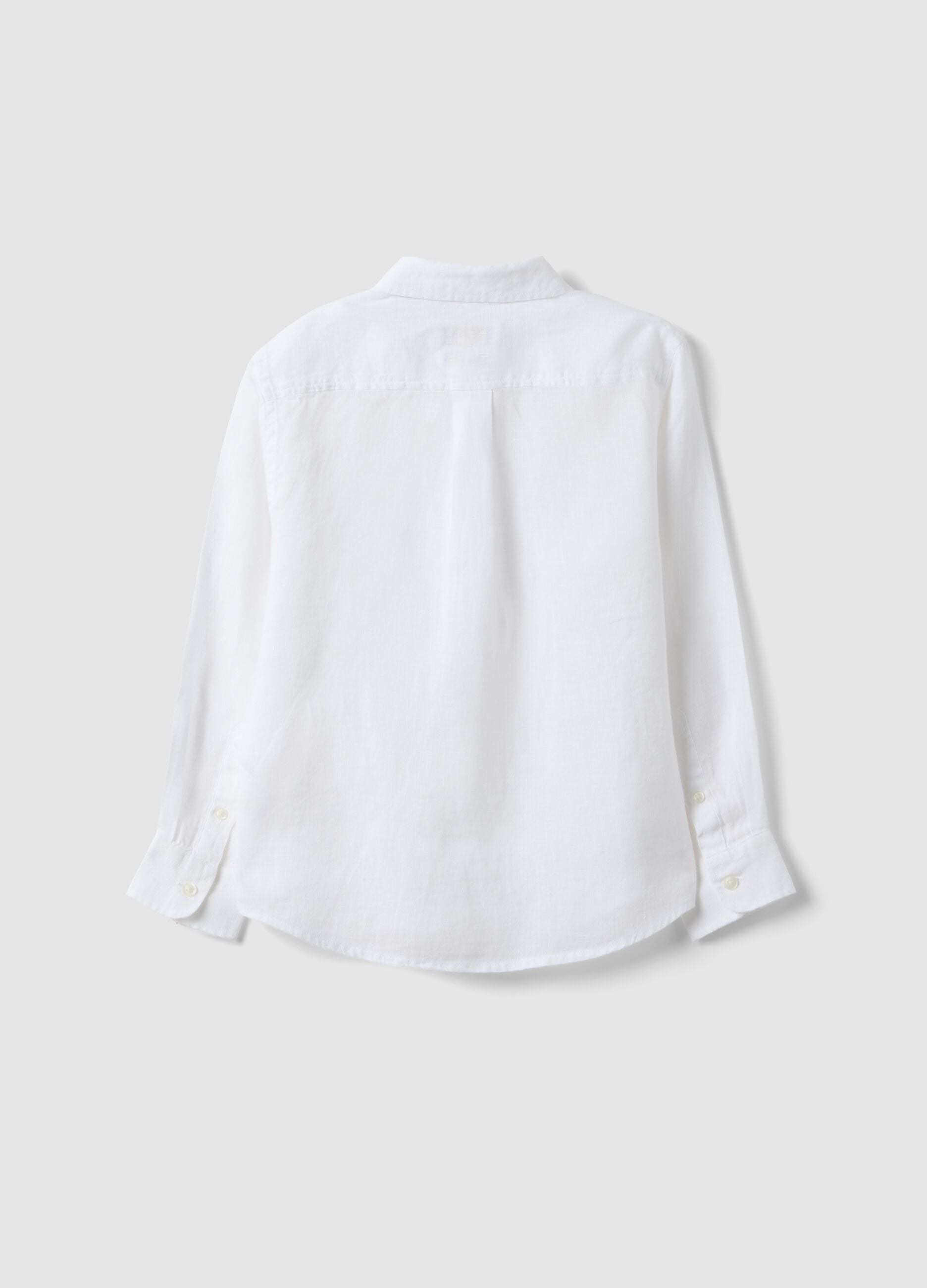 Camicia in puro lino bianca oversize fit da bambino