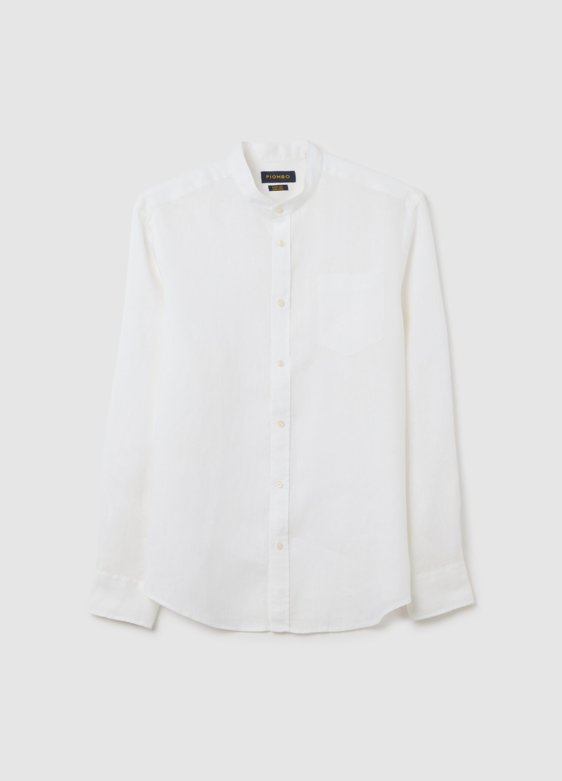 Camicia da uomo in puro lino bianco regular fit