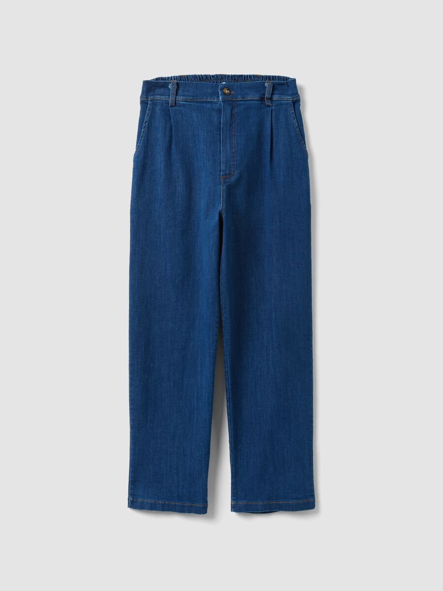 Blue Stretch Cotton Denim Trousers Regular Fit_0