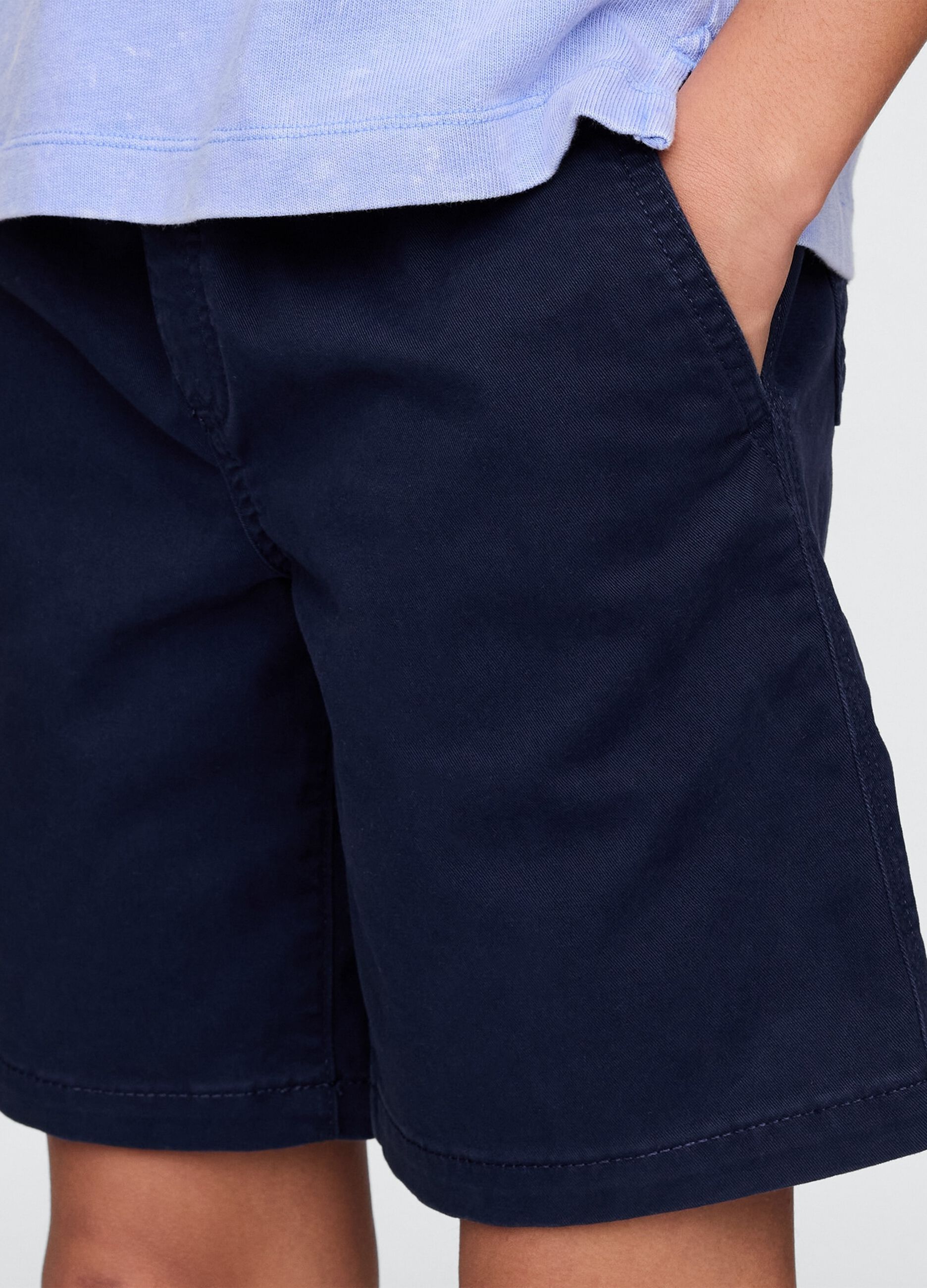 Shorts blu in cotone elasticizzato