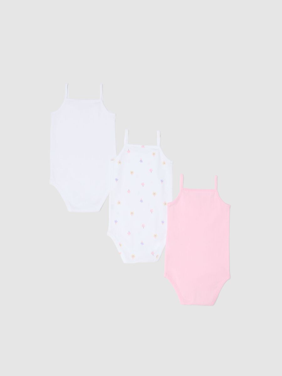 Tripack body in puro cotone multicolor da neonata con spalline sottili_1