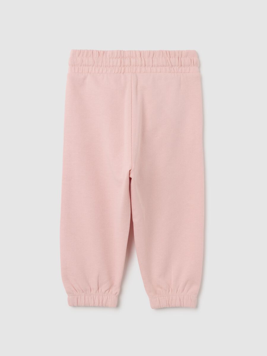 Pantaloni jogger da bambina in puro cotone rosa_1