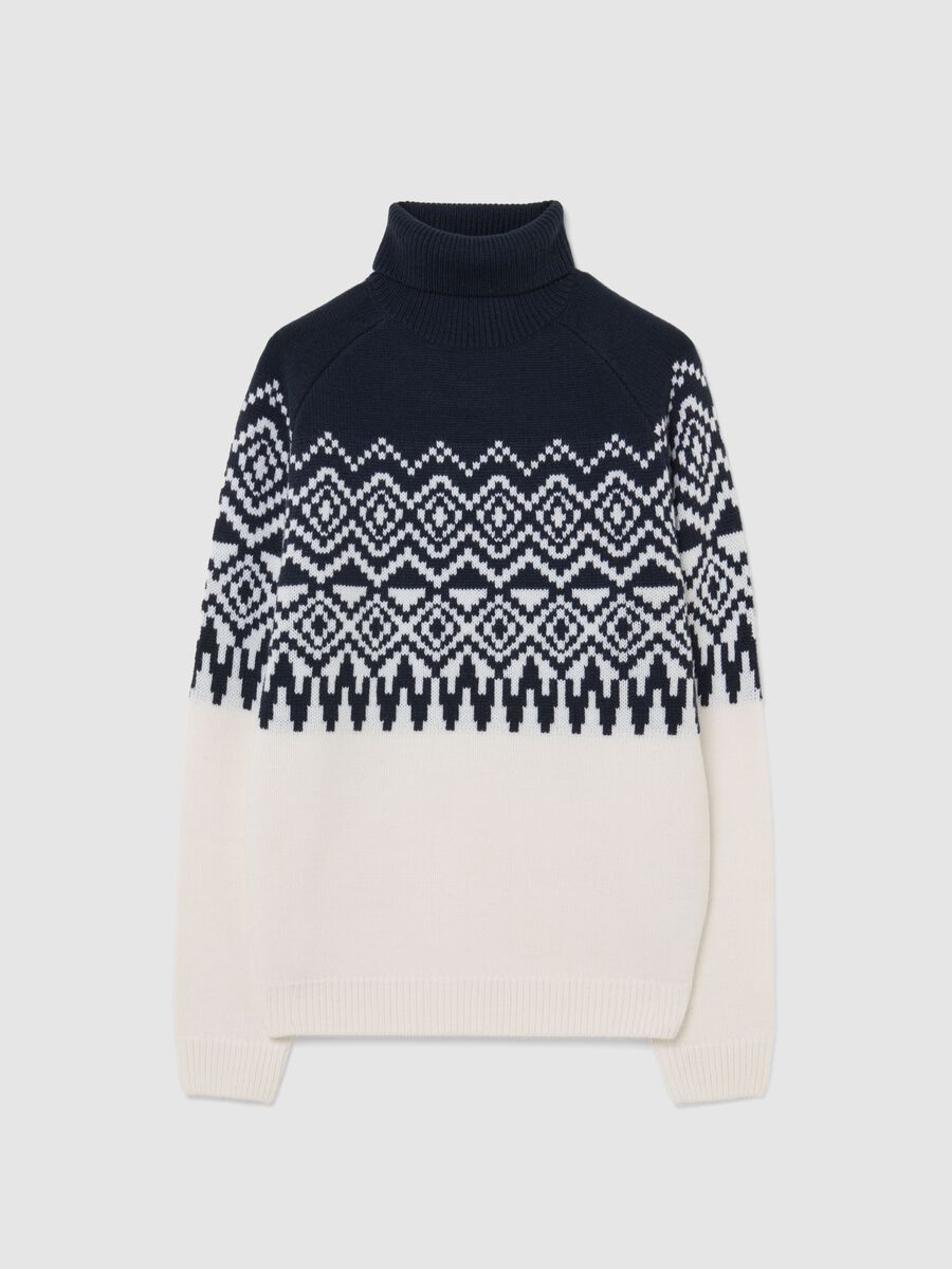 Multicolour turtleneck sweater regular fit with jacquard pattern_0