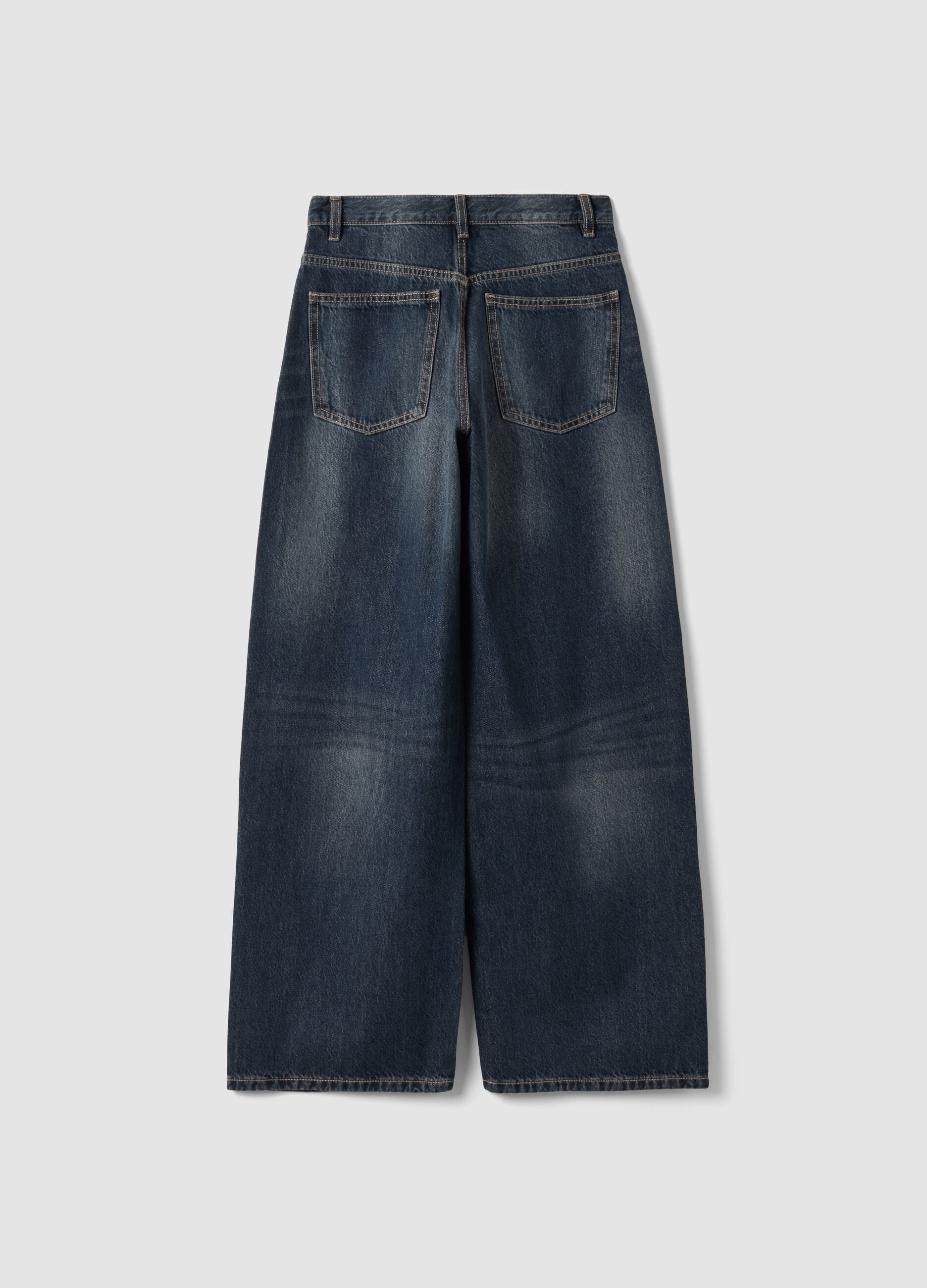 Jeans grigi in denim di puro cotone skater fit