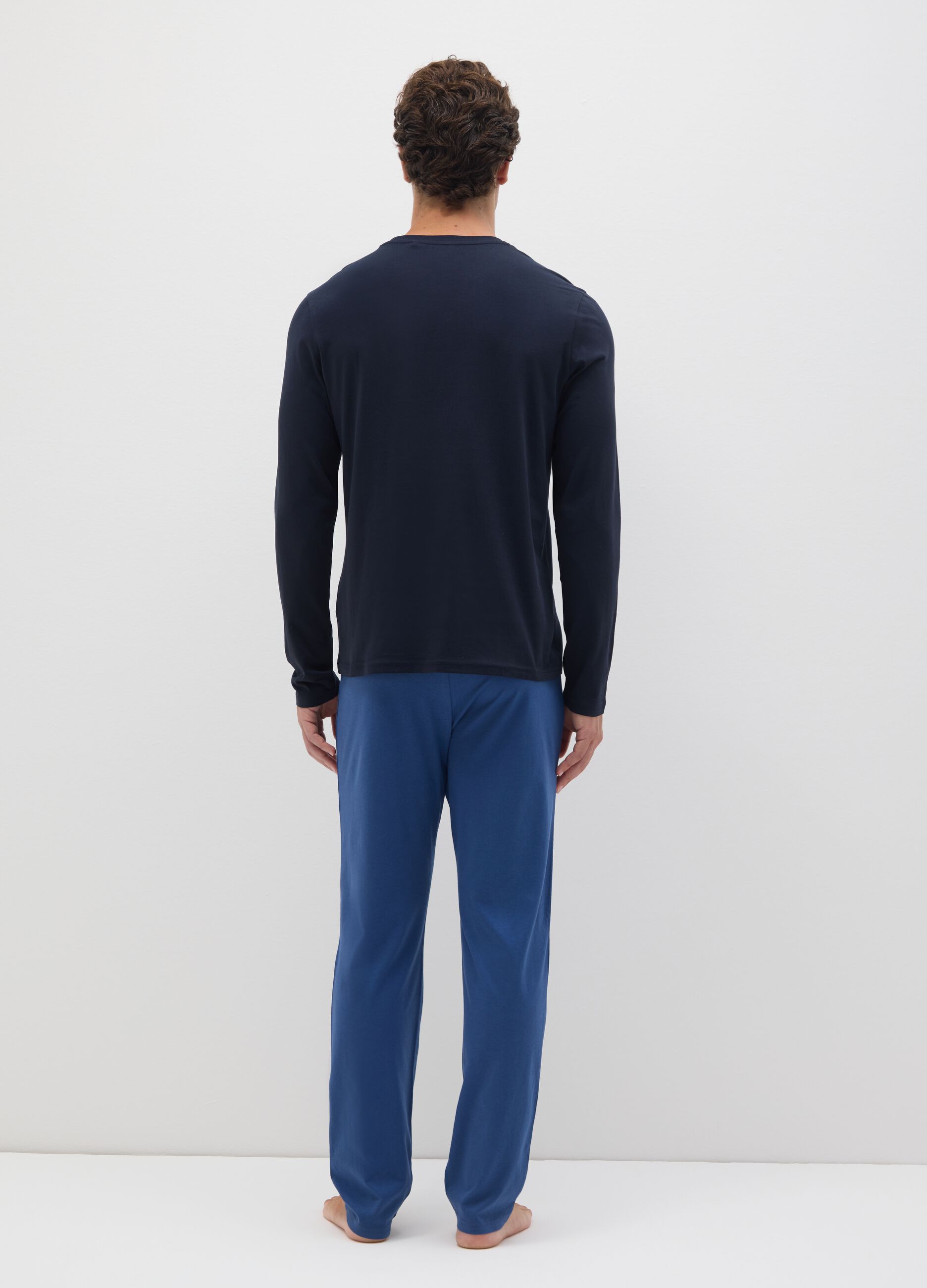 Blue pure cotton regular fit pyjamas