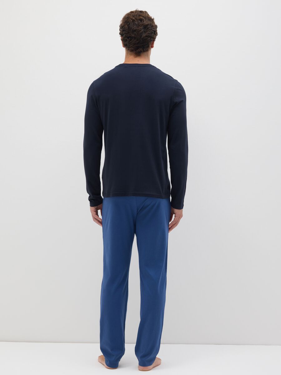 Blue pure cotton regular fit pyjamas_2
