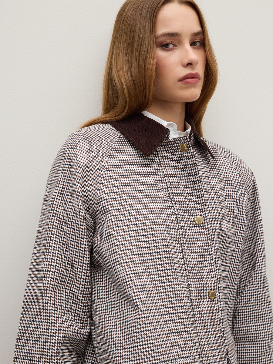 Multicolour check jacket in pure cotton with buttons and zip_3