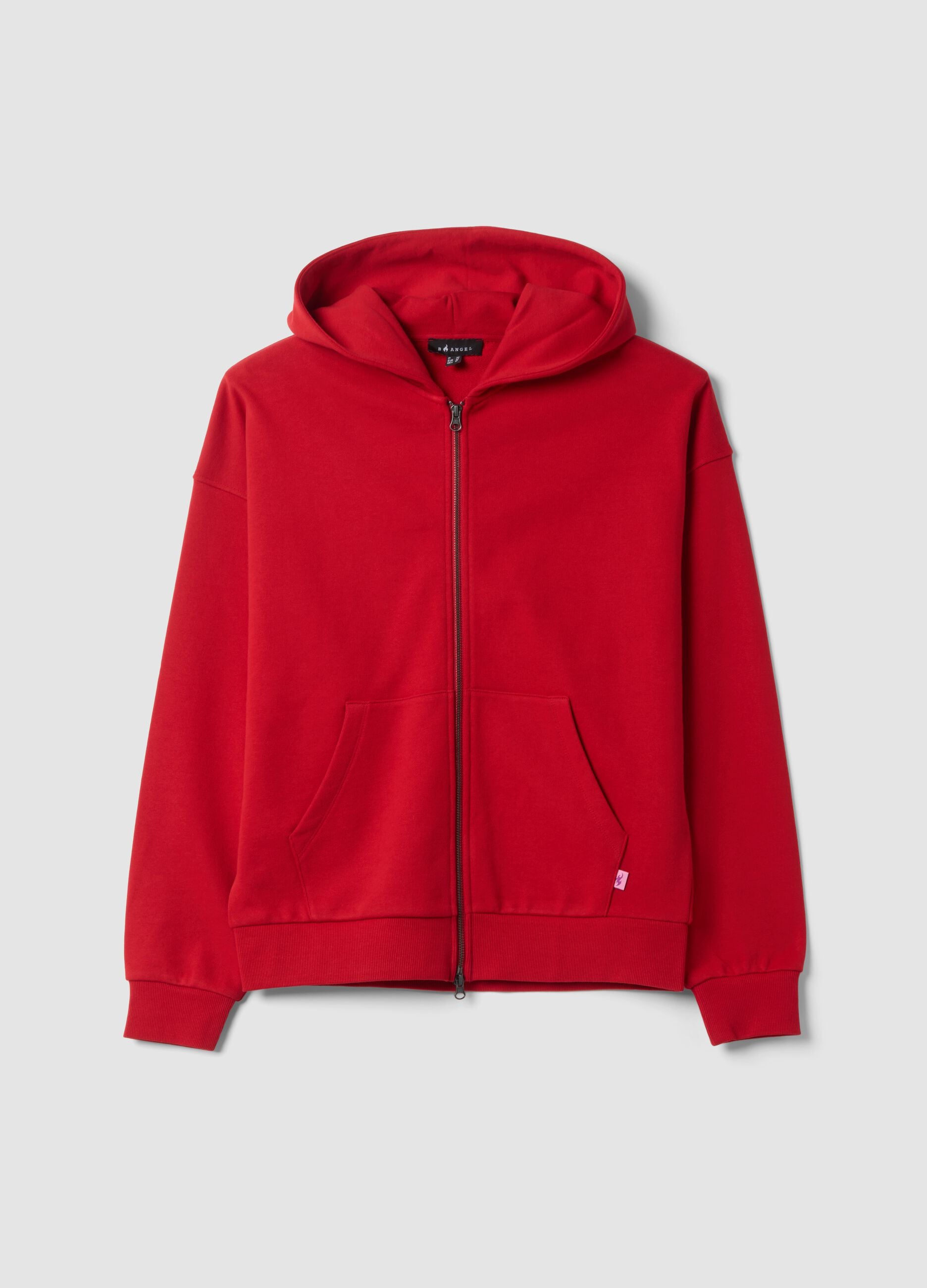 Red 100% cotton sweatshirt with oversized crew neck fit