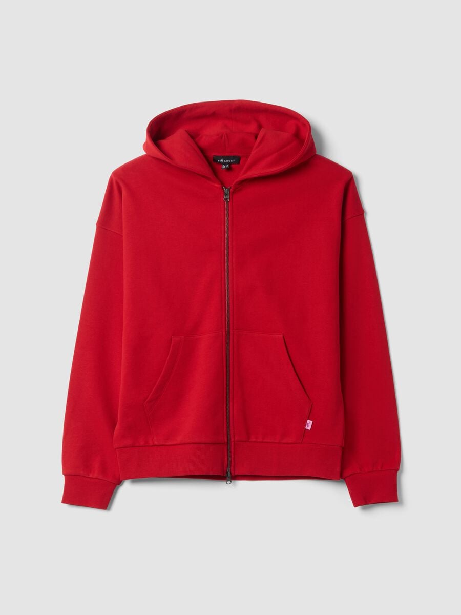 Felpa rossa in puro cotone con girocollo over fit_4