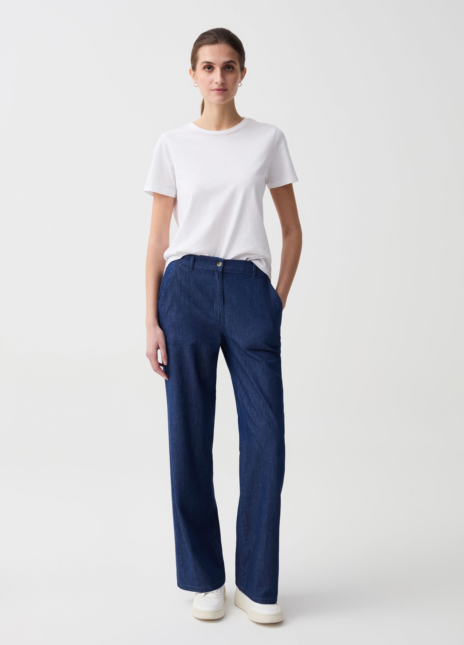 Flare-fit jeans in fluid fabric