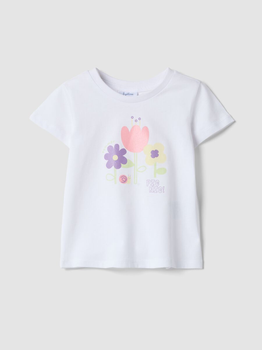 Pure cotton white girl's T-shirt regular fit with print_0