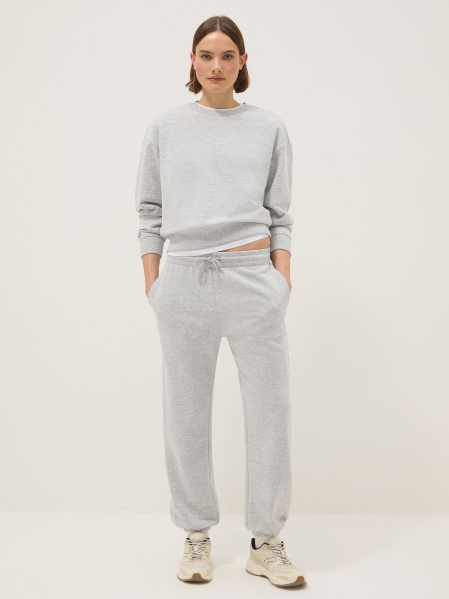 Brown cotton blend regular fit sweatshirt with crew neck_1