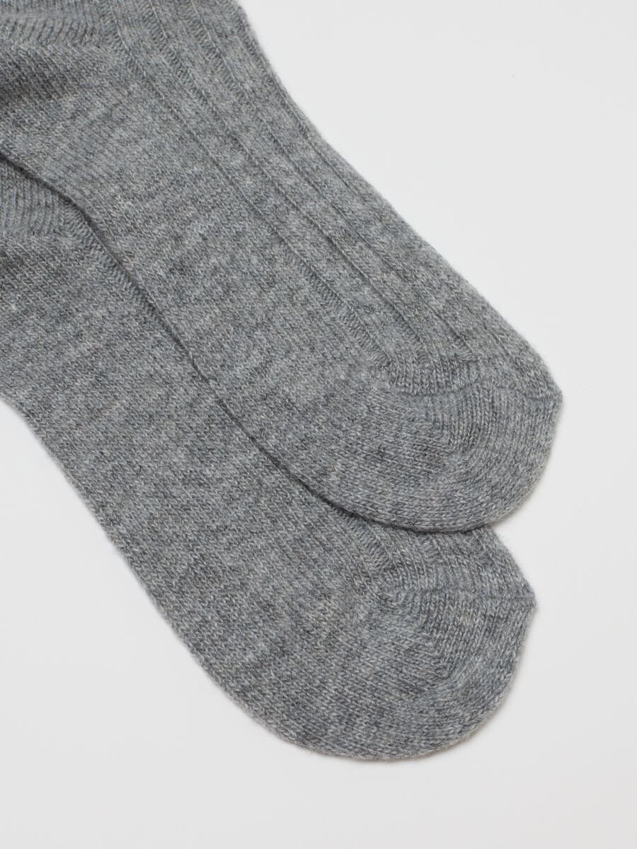 Grey long socks in wool and cashmere blend_2