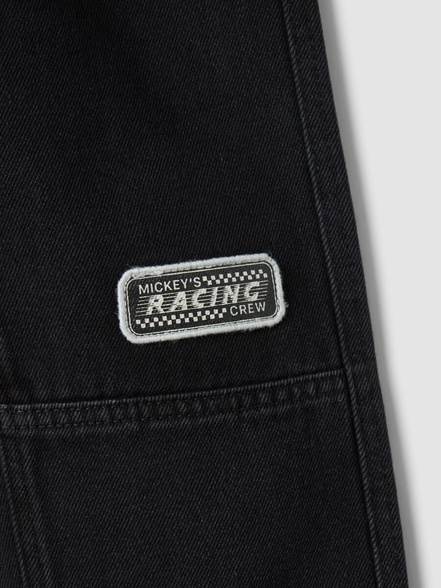 Black wide-leg jeans in cotton, viscose and lyocell blend with Mickey print_2