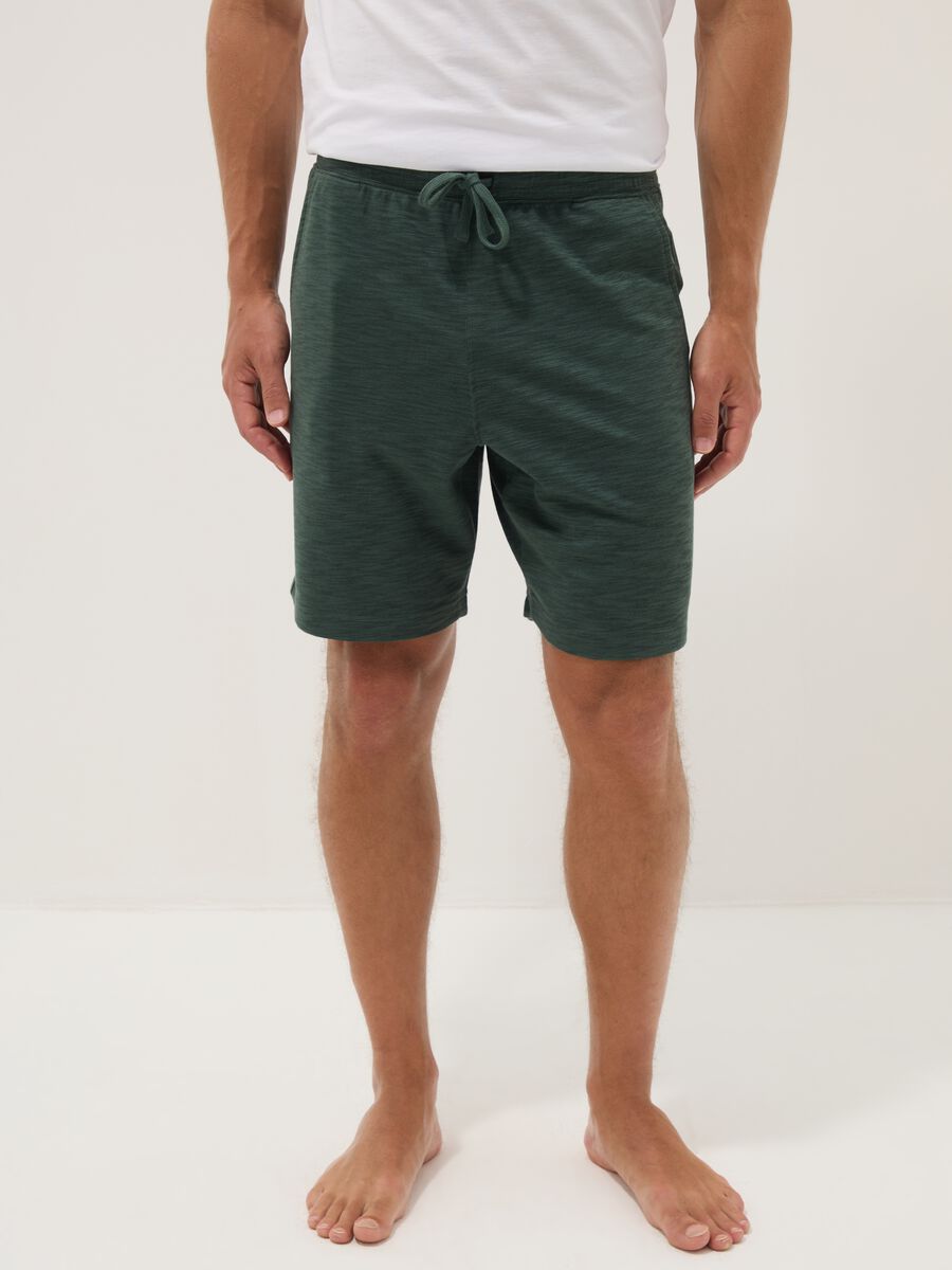 Pantaloncini pigiama in misto cotone verdi regular fit_1