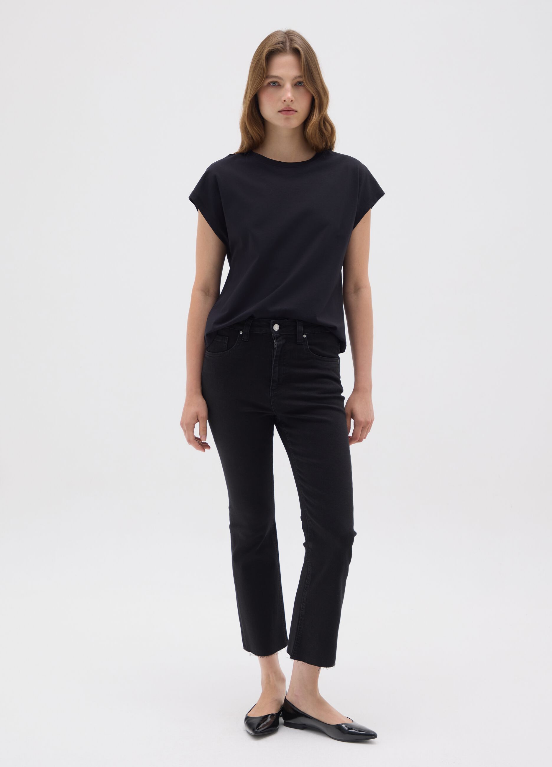 Women's Black Pure Cotton T-shirt