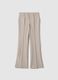 Beige stretch fabric flare fit trousers_4