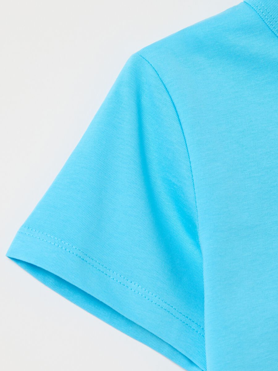 Light blue T-shirt in organic cotton with round neck_2