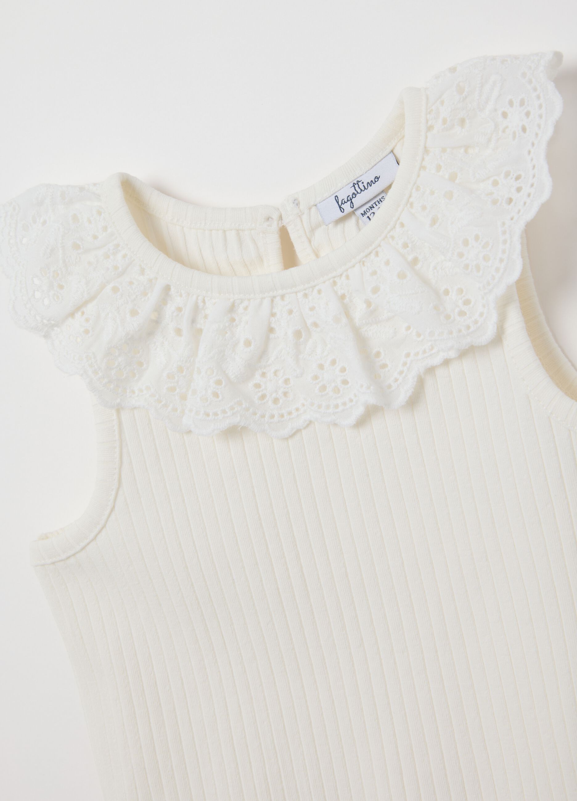 Girls' White Cotton Sleeveless Top regular fit