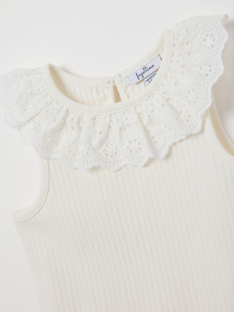 Girls' White Cotton Sleeveless Top regular fit_2