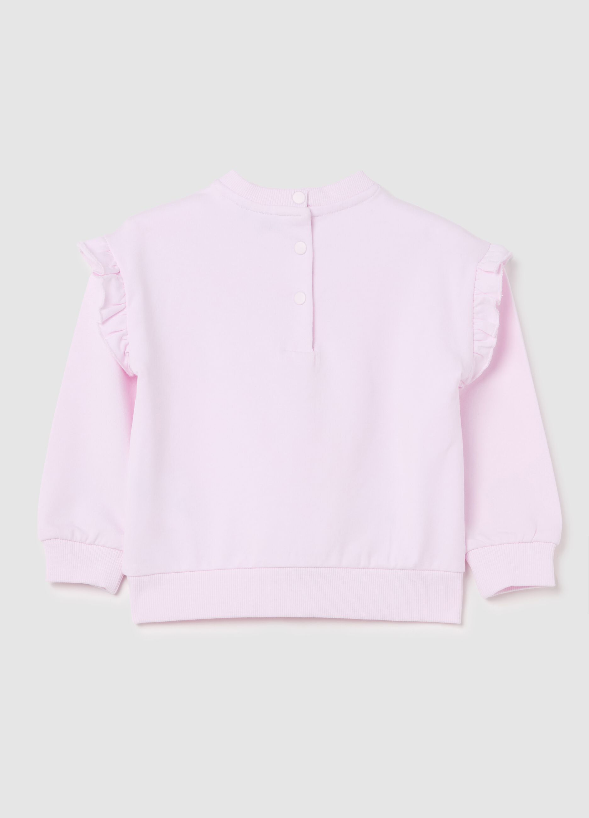 Sweatshirt with frill and floral embroidery