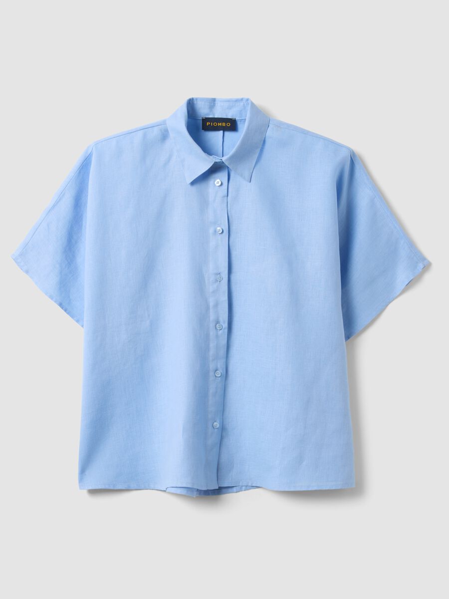 Light blue pure linen regular-fit shirt_4