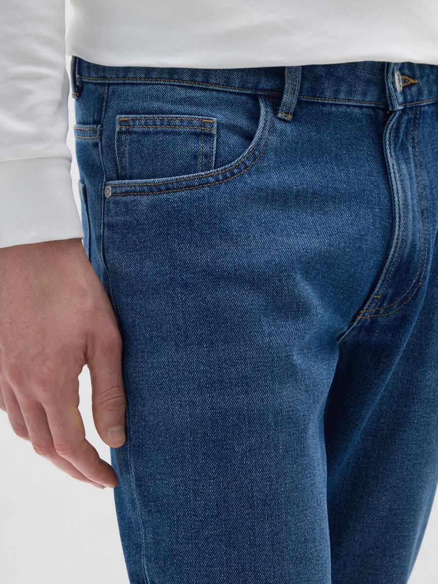 Regular fit blue denim jeans_3